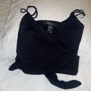 Forever 21 Black Wrap Crop Camisole with Tie Straps